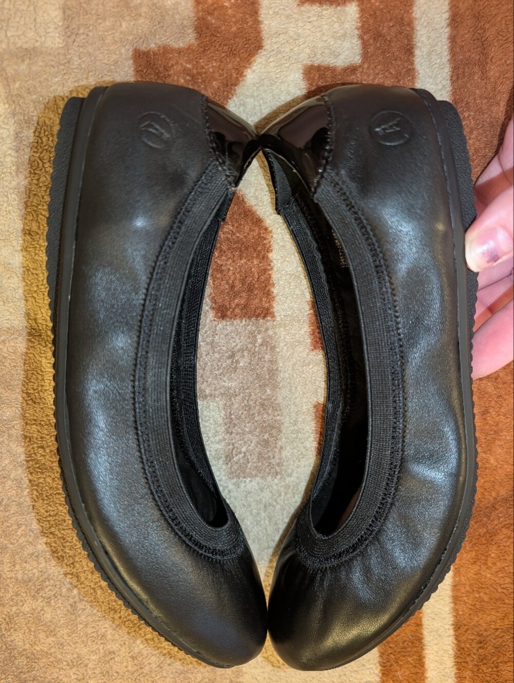 Lands' End Women's 9.5 Casual Black Ballet Flats Stretch Leather Cushioned